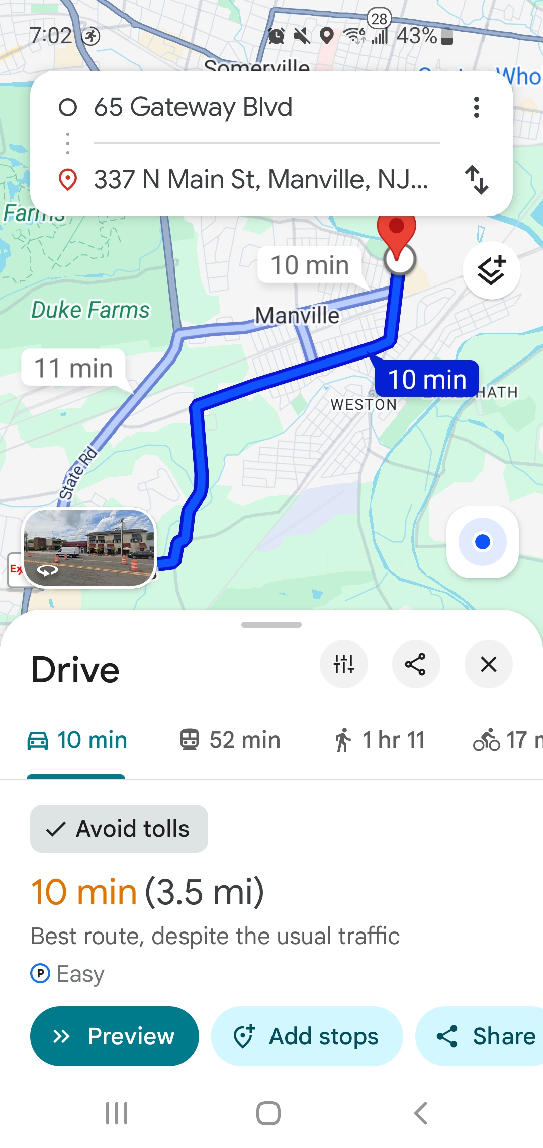 Example Directions Screenshot 3.5 Miles
