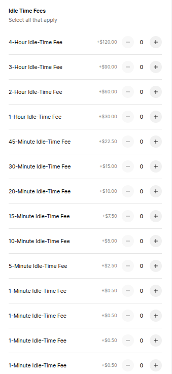 Idle-Time Fee Options Example